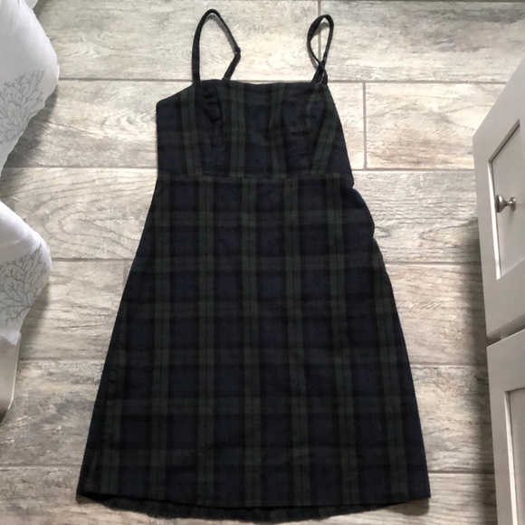 green and black plaid dress